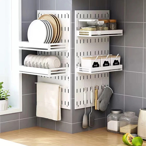 DIY Kitchen Organizer Shelf Punch-free Storage Rack Stainless Steel Spice Rack Dish Drying Rack Gadgets Accessories Organizador ► Photo 1/6