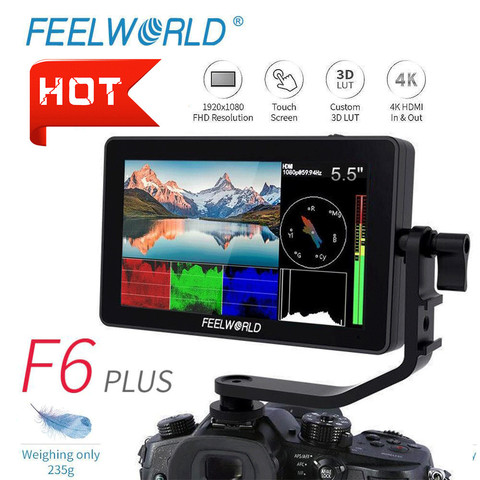 FEELWORLD F6 PLUS 5.5 Inch IPS 3D LUT Touch Screen 4K HDMI Monitor Full HD 1920x1080 Camera Field Monitor for DSLR Video Movie ► Photo 1/6