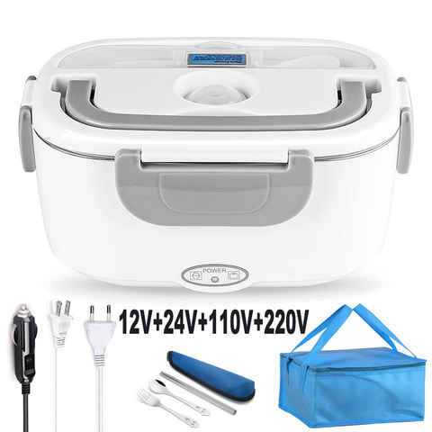 2 in 1 110V 220V 12V 24V Stainless Steel Electric Heating Lunch Box Car Office School Food Warmer Container Heater Bento Box Set ► Photo 1/6