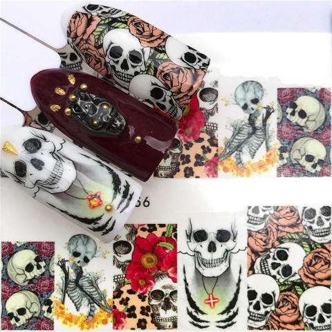  10 Sheets Halloween Nail Foil Transfer Stickers Skull