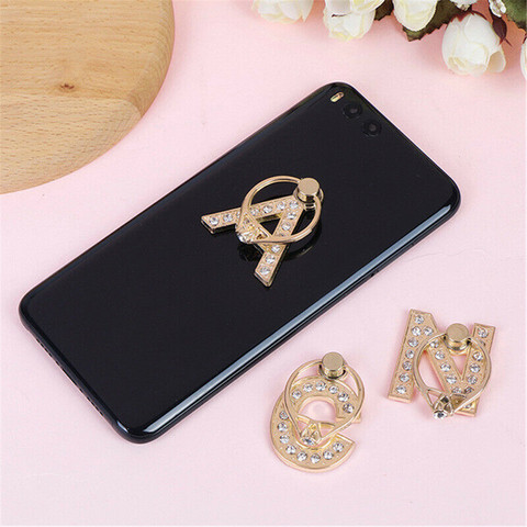 360 Rotation Universal Smartphone A-Z Letter Stand Multi-function Cell Phone Bracket Alphabet Luxury Diamond Finger Ring Holder ► Photo 1/6