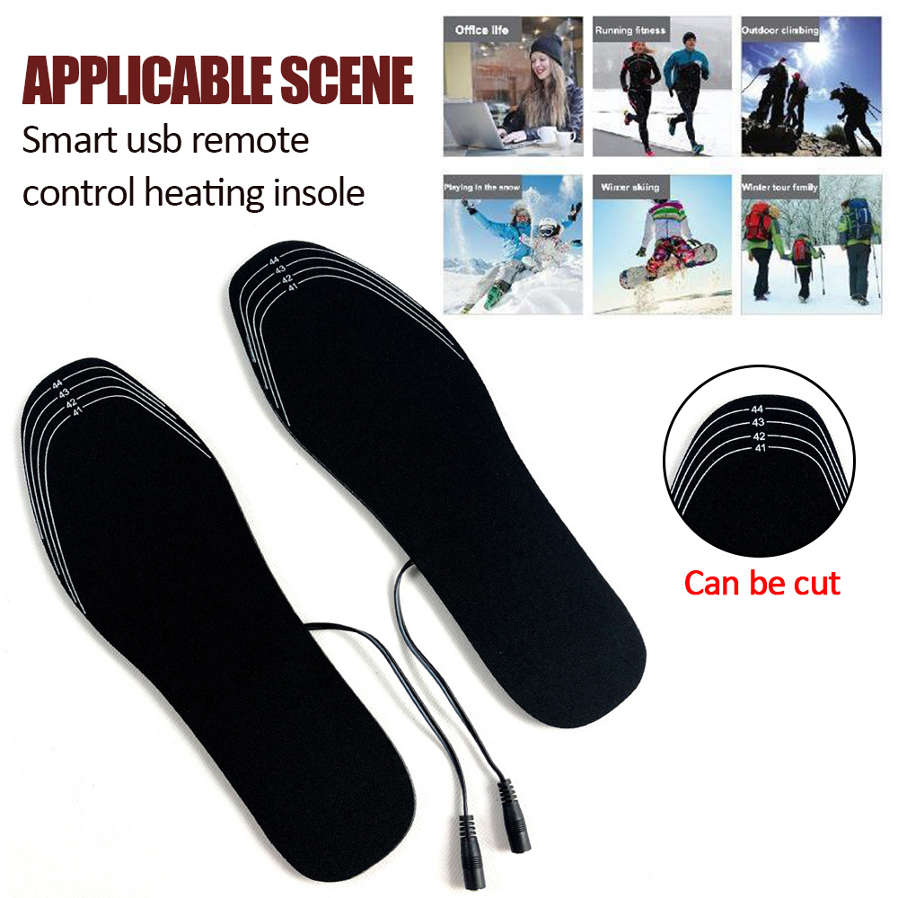 | USB Electric Heated Insoles Warm Shoe Socks Feet Heater Washable Winter Pads 