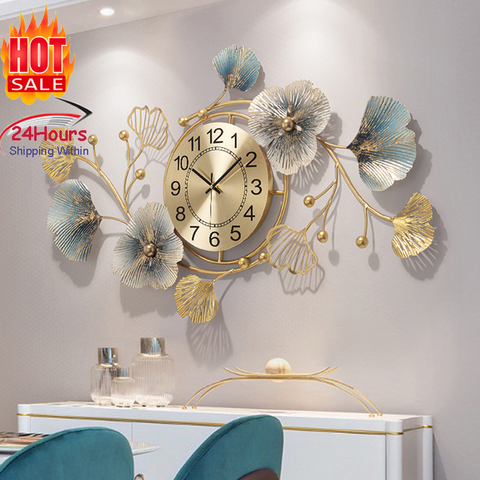 Creative Luxury Wall Clock Living Room Dining Room Sofa Background Home Wall Decoration Gold Iron Wall Hanging Large Fast Ship ► Photo 1/6