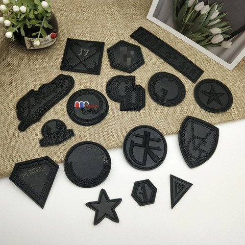 Self-adhesive PU Leather Patches for Clothing Bag Shoes No Need Iron on Sew on Clothes Sticker Black Round Appliques Stripes Diy ► Photo 1/6