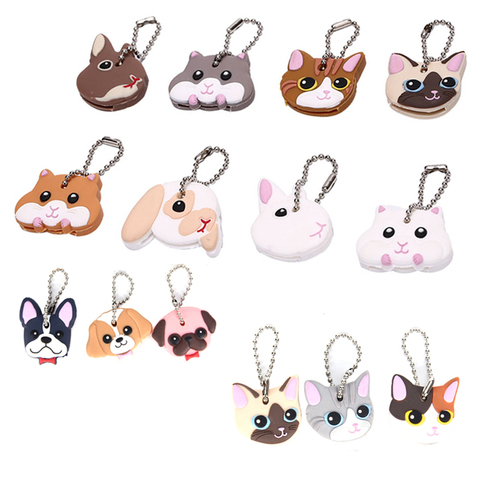 1 Pc Silicone Key Ring  Case Shell Cat Hamster Dog Cap Head Cover Keychain Animals Shape Lovely Jewelry Gift ► Photo 1/6