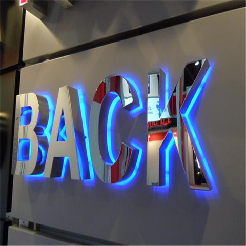 Factory Outlet Outdoor Stainless steel backlit LED signs, LED back lighted shop signage, halo lit LED advertising name lettering ► Photo 1/6