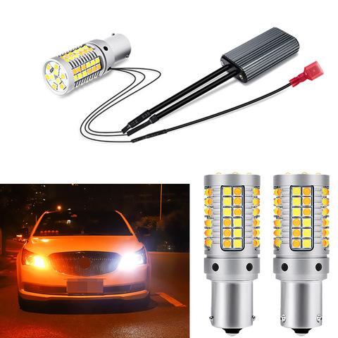 2PCS White+Amber DRL Auto Car Daytime Running Light Turn Signals Lamps PY21W BAU15S 1156 For Mercedes-Benz W210 W164 ► Photo 1/6