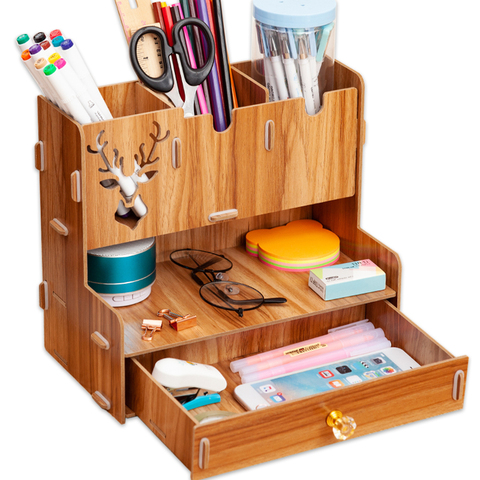 Wooden Desk Organizer Multi-Functional DIY Pen pencil Holder Box Desktop  Stationary Home Office Supply Storage Rack - Price history & Review, AliExpress Seller - Delicate Gift Store