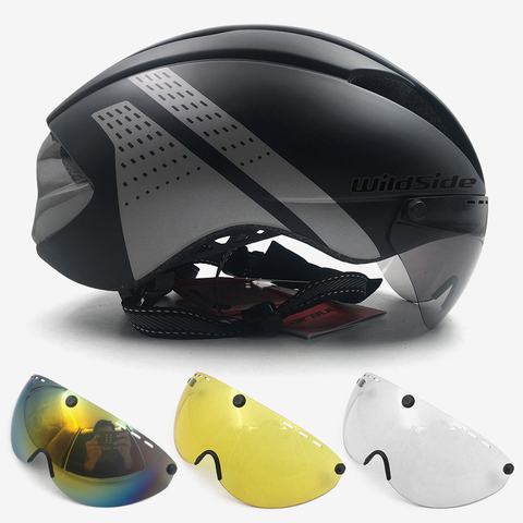 Aero helmet tt time trial cycling helmet for men women goggles race road bike helmet with lens Casco Ciclismo bicycle equipment ► Photo 1/6