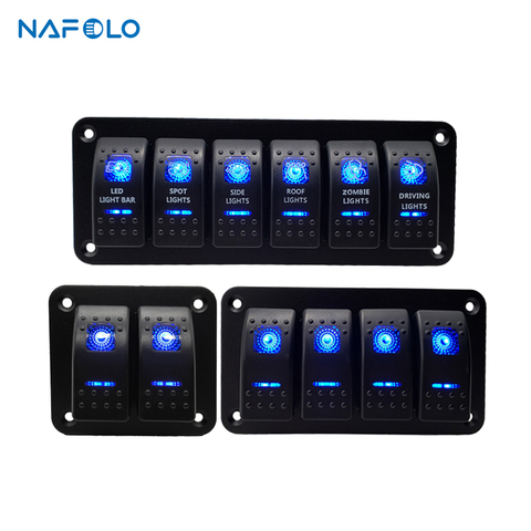 2 4 6 Gang Dual LED Marine Boat Rocker Switch Panel for Truck Boat Car Switch Panel Lighter Socket Circuit Breaker ► Photo 1/6