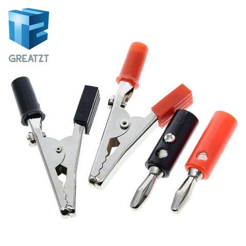 1set Insulated Crocodile Clips Plastic Handle Cable Lead Testing Metal Alligator Clips Clamps 52mm Length + 4mm Banana Plug ► Photo 1/6