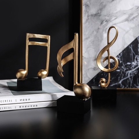 Home Decor Accessories Figurine Decorative Art Statuette Golden Musical Note Handicraft Living Room Wine Cabinet Desk Ornaments ► Photo 1/6