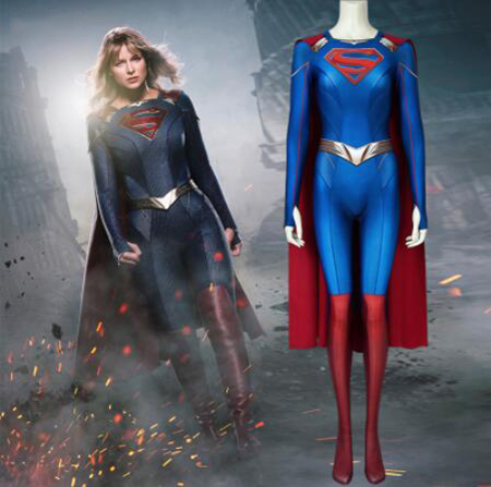 3D Supergirl Season 5 Costume Kara Zor-El Danvers Cosplay Superwoman Jumpsuit Halloween Costumes For Womloak Blue Bodysuit ► Photo 1/6