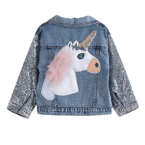 Melario Girls Coats Autumn Denim Jacket for Girls Casual Cartoon Embroidery Children Clothing Outerwear for Girl Kids Clothes ► Photo 1/6
