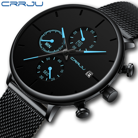 CRRJU men watches top brand Luxury Chronograph Military Wrist Watch Waterproof Quartz Watch men's Date clock relogio masculino ► Photo 1/6