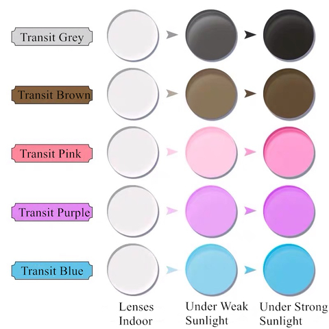 1.56 Index Prescription Photochromic Lenses Transition Grey Brown Pink  Purple Blue Sunglasses Lenses Anti Sunglare Anti UV ► Photo 1/6