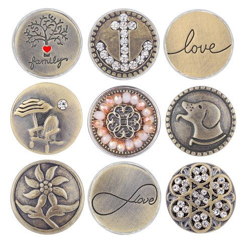 Antique Brass design Snap button 18mm Snap Charms fit Ginger Snaps jewelry Vn-1988 ► Photo 1/6