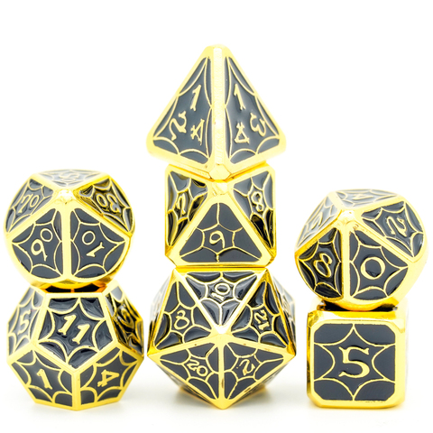 Cusdie 7 Pcs Shiny Metal D&D Dice,  Metal DND Dice, Polyhedral Metal Dice Set, for Role Playing Game MTG Pathfinder ► Photo 1/6