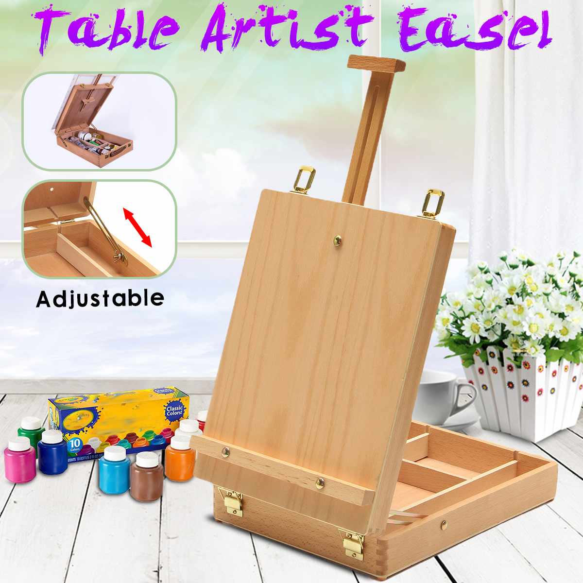 Wooden Drawing Board Artist Adjustable Easel  Wooden Drawing Board  Paintings - Easels - Aliexpress