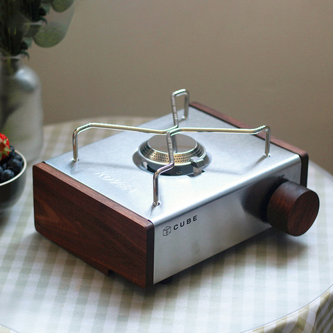 Thous Winds KOVEA CUBE Gas stoveDIY black walnut side plate brass knob accessory storage bag ► Photo 1/6