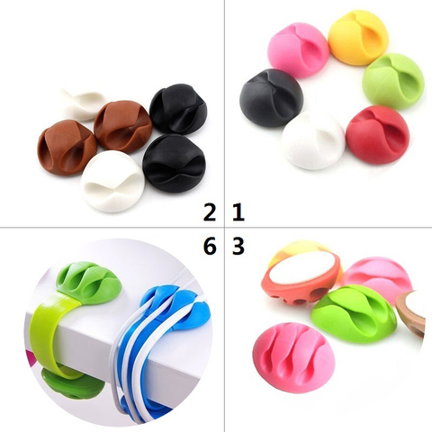 1/2/3/5 Slot Cable Organizer Silicone USB Cable Winder Desktop Tidy Management Clips Cable Holder for Mouse Headphone Wire ► Photo 1/6