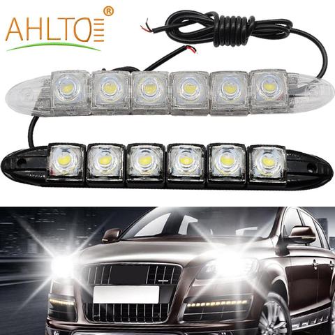 2Pcs Car Led DRL Daytime Running Light Flexible 6LED White Waterproof  Driving Fog Bulb Warning Lamp Car Styling DC 12V Auto Led ► Photo 1/6