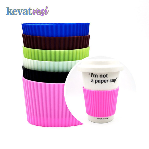 Silicone Cup Sleeve Heat Insulation Coffee Cup Cover Ceramic Cup Cover Non-slip Bottle Sleeves Colored Mug Sleeve ► Photo 1/6