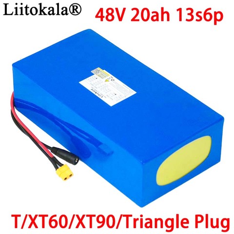 LiitoKala 48V 20ah 13s6p Lithium Battery Pack 54.2V 2000W Electric Bicycle batteries Built in 50A BMS T/XT60/XT90/Triangle plug ► Photo 1/6