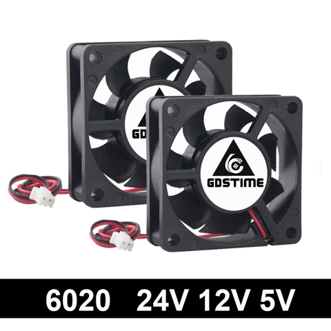 2pcs Gdstime 60mm DC 24V 12V 5V Cooling Fans 2Pin Brushless USB 2PIN 3PIN 6cm 6020 for Computer PC CPU Cooler Fan 60x60x20MM ► Photo 1/6