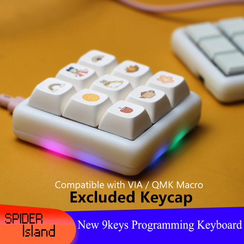 QMK / VIA 9Keys Macro Keyboard Kit Programming Keypad RGB Backlight Hot Swap Gateron Mechanical Keyboard Setting without keycap ► Photo 1/5