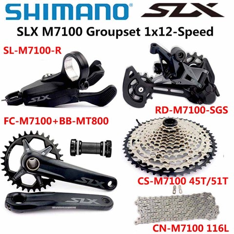 SHIMANO DEORE SLX M7100 Groupset 1x12-Speed 10-51T 32T 34T 170 175mm Crankset Mountain Bike Groupset M7100 Rear Derailleur ► Photo 1/6