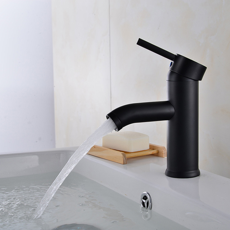 Cold Steel Basin Faucet Black Cold And Hot Water Mixer Bathroom Faucet Stainless Steel 