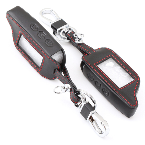 3 Buttons Leather Car-Styling Key Cover Case For Starline B9 B6 A91 A61 Twage Two Way Car Alarm System keychain ► Photo 1/5