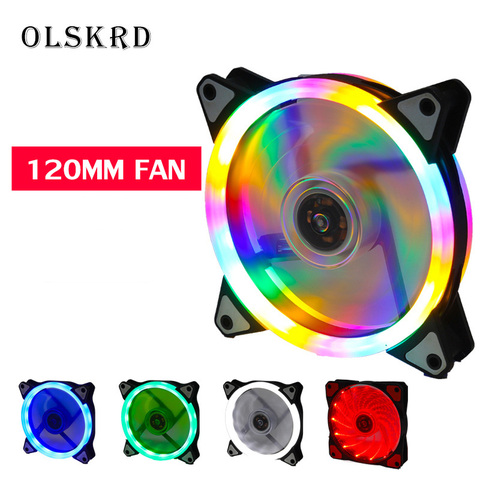 Olskrd LED Case Fan 120mm computer PC cooling fan RGB light ultra-quiet Sleeve Bearing 4pin Cooling Cooler CPU Coolers Radiators ► Photo 1/6