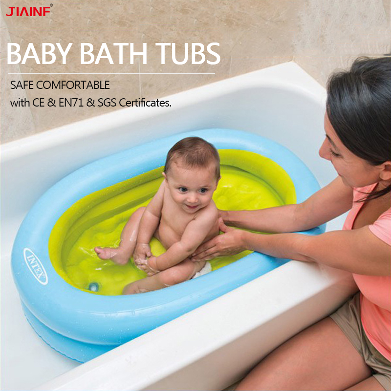 Foldable Baby Bath Tub Wash Play Plastic Pool Blue Toddler Newborn Inflatable