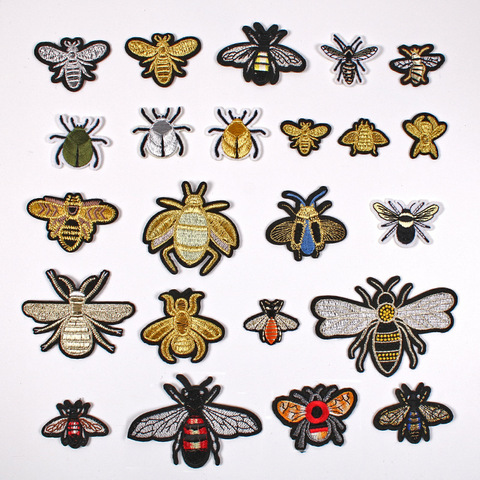 Embroidered Cloth Stickers Clothing Accessories Badge Patch Gold Silver Color Bugs Fashion Insects Manufacturers ► Photo 1/5