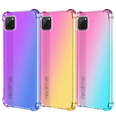 For Realme C15 C11 V5 X50 X3 SuperZoom Case Transparent Gradient Airbag Corners Shockproof Case for Realme 5 6 Pro Reno 4 3 Pro ► Photo 1/5