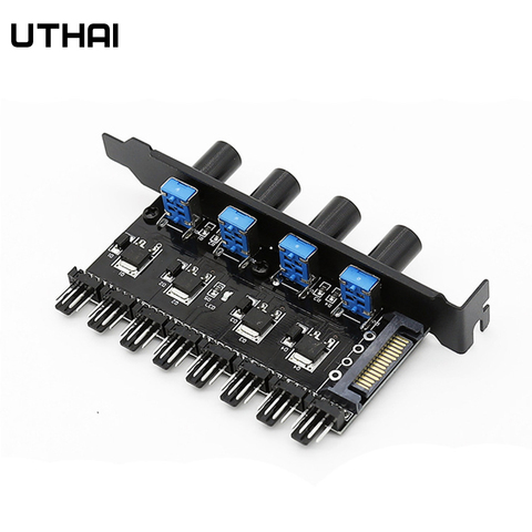 UTHAI Computer Case Fan Speed Controller Hub 3-pin/4-pin Stepless Variable Speed Radiator Speed Controller Computer Components ► Photo 1/6