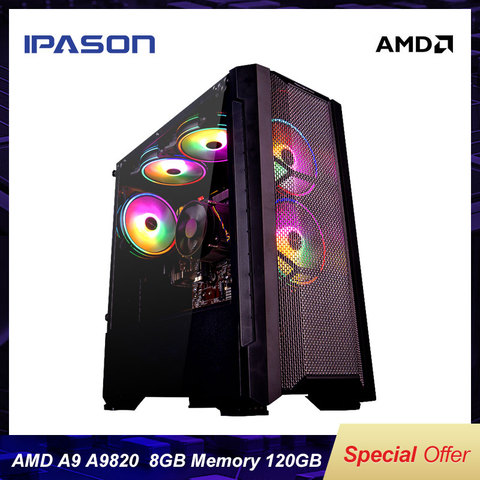 Hot Selling Gaming PC A9 9820 8-Core APU R7 350 Integrated Card GPU DDR3 8G RAM 120G SSD Compared With i5-7400 High Performance ► Photo 1/5