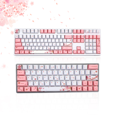 dye Subbed PBT Keycap 72/122 Keys OEM Profile Keycaps For MX Switches dz60/GK64/TKL87/96/108 keyboard Sakura Keycap ► Photo 1/6