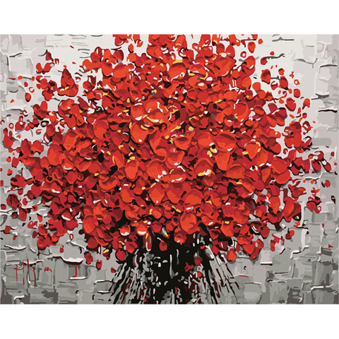 GATYZTORY Frame Red Flower Diy Digital Painting By Numbers Acrylic