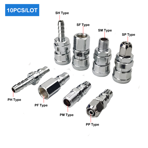 10PCS SH PH SP PP SM PM SF Pneumatic Connector Rapidities for Hose Air Coupling Compressor Accessories Quick Release Air Fitting ► Photo 1/6