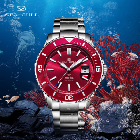 Seagull Ocean Star Red Chinese Heart Automatic Mechanical Watch 200m Diving Watch Steel Band Business Watch 6113 ► Photo 1/1