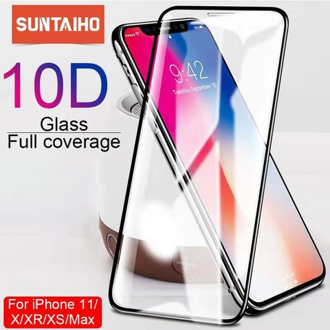 Suntaiho 10D protective glass for iPhone X XS 6 6S 7 8 plus glass screen protector for iPhone 11 ProMAX XR SE2 screen protection ► Photo 1/6