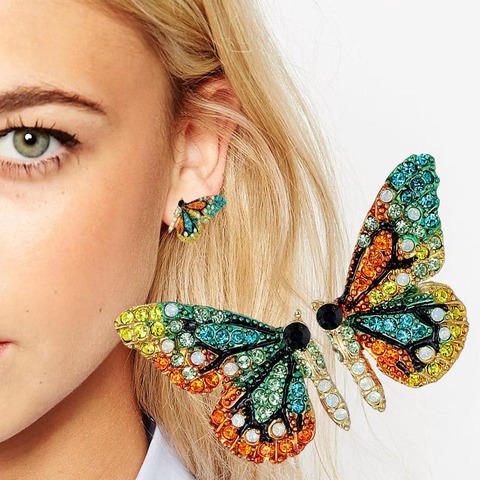 2022 New Fashion Butterfly Wings Earrings Female Rhinestone Wild Personality Metal Earrings Sweet Romantic Jewelry ► Photo 1/6