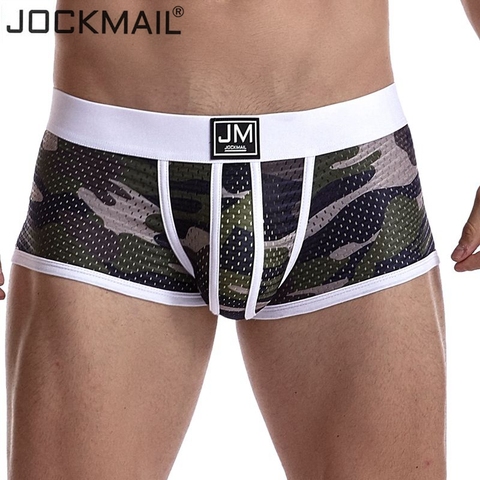 JOCKMAIL men boxer sexy men underwear cueca boxer Men Camouflage Mesh Shorts Men's Clothing boxers Fitness Elastic Underpant ► Photo 1/6