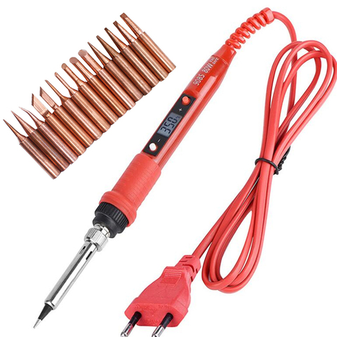 110V 220V 80W LCD Soldering iron kit adjustable temperature solder welding tools Ceramic heater soldering tips 15kind copper tip ► Photo 1/6