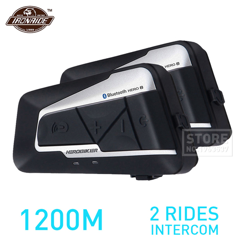 HEROBIKER 1200M Motorcycle Intercom Helmet Headset Helmet Bluetooth Intercom Wireless Waterproof Moto Headset Interphone 2 Rides ► Photo 1/6