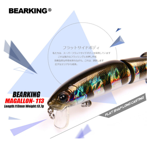 Retail Bearking 2017 hot model fishing lures hard bait  113mm 13.7g  minnow equiped quality professional black or white hooks ► Photo 1/6