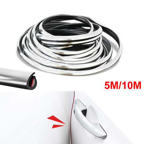 5M/10M Car Door Protector Anti-Collision Strip Silver Door Edge Anti-Scratch Sticker chrome Trim Car Body Safety Seal Protection ► Photo 1/6